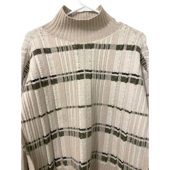 3.1 Phillip Lim Abstract Float Plaid Sweater XS Mock Neck Tie Sides Split Hem - Picture 9 of 10